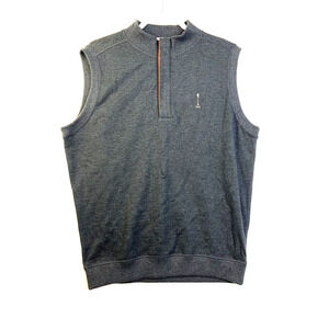 Lamp Post Collection Quarter Zip Vest Men's Med Dark Gray Golf Preppy Pullover